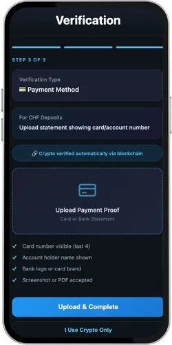 Подтверждение платёжного метода Rainbet