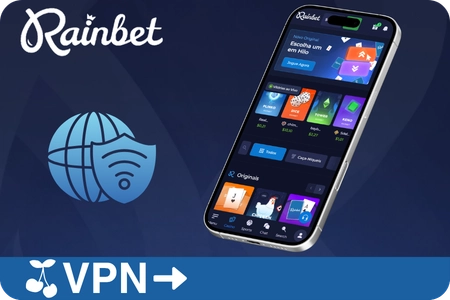 Guia de acesso à Rainbet via VPN mostrando regiões com restrições geográficas e opções alternativas de casino