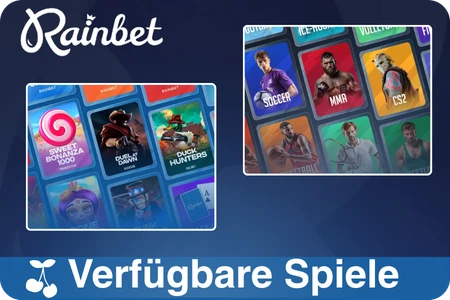 Verfügbare Spiele im Rain Bet Casino – Spielbibliothek mit Slots wie Sweet Bonanza sowie Sportwetten auf Soccer, MMA und CS2