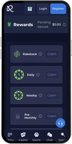 Rainbet App sezione premi